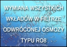 06 : wymiana wszystkich wkładów (dolnych i górnych) w filtrze RO8