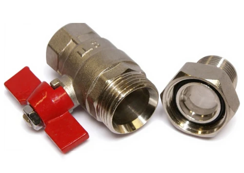 Niklowany, metalowy, zawór kulowy ze śrubunkiem 3/4 cala - GW/GZ