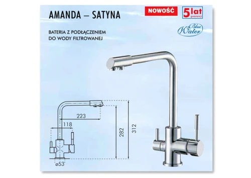 AMANDA CHROM : Blue Water - estetyczna i solidna bateria zlewozmywakowa z dodatkowym podłączeniem pod filtr wody AMANDA CHROM : Blue Water - estetyczna i solidna bateria zlewozmywakowa z dodatkowym podłączeniem pod filtr wody