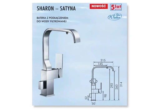SHARON SATYNA : satynowa kuchenna bateria zlewozmywakowa z podejściem na filtr do wody SHARON SATYNA : satynowa kuchenna bateria zlewozmywakowa z podejściem na filtr do wody