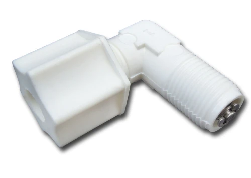 JACO-4042-CV-O : Kolanko do obudowy membrany z zaworem zwrotnym. 1/8 cala x wężyk