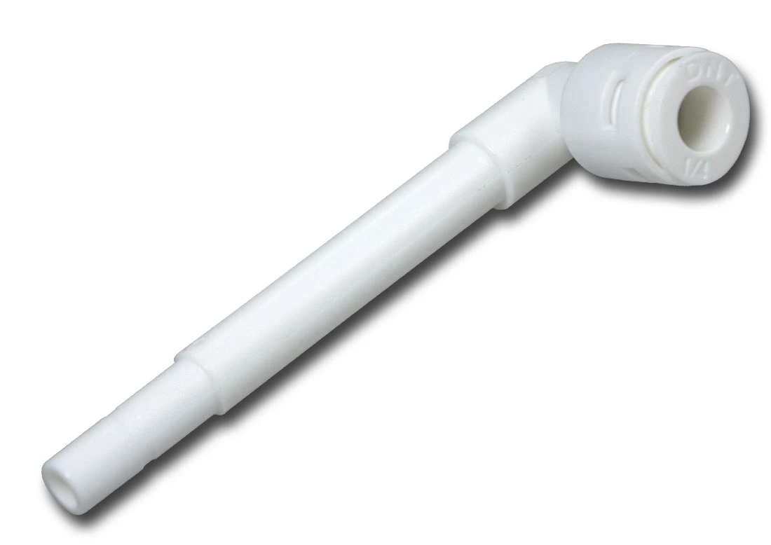 AQF-PLT0202-L : Kolanko 1/4 cala wężyk x 1/4 cala wtyk - długie AQF-PLT0202-L : Kolanko 1/4 cala wężyk x 1/4 cala wtyk - długie