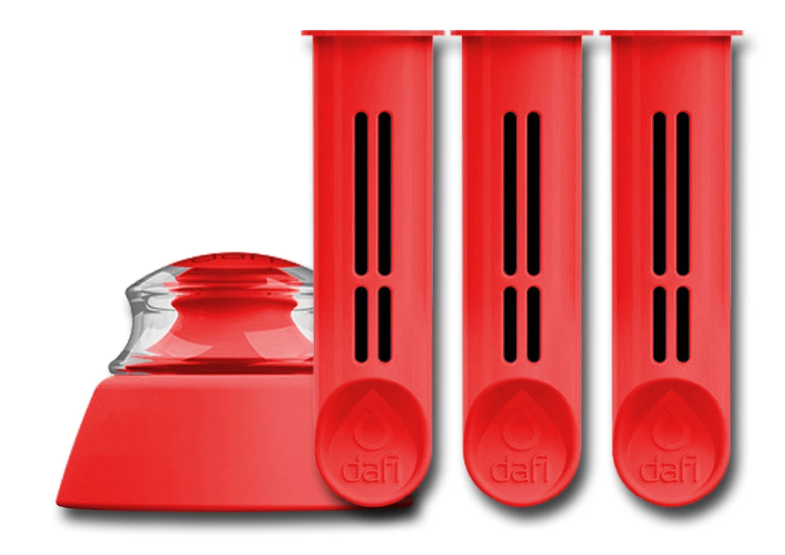 DAFI-BUT-WKL-CZE-3 : Trzy wkłady + korek do butelki (czerwony) DAFI-BUT-WKL-CZE-3 : Trzy wkłady + korek do butelki (czerwony)