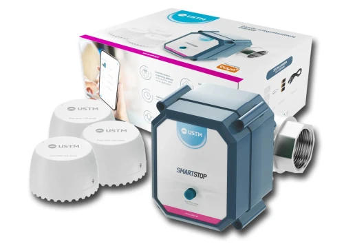 SMARTSTOP34 : Zawór antyzalaniowy 3/4 cala WiFi na cały dom + 3 czujniki