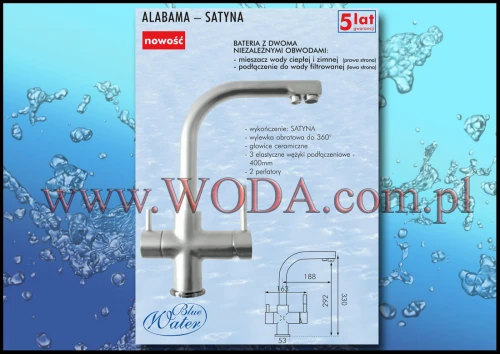 ALABAMA SATYNA : Bateria zlewozmywakowa Blue Water z podejściem na filtr wody