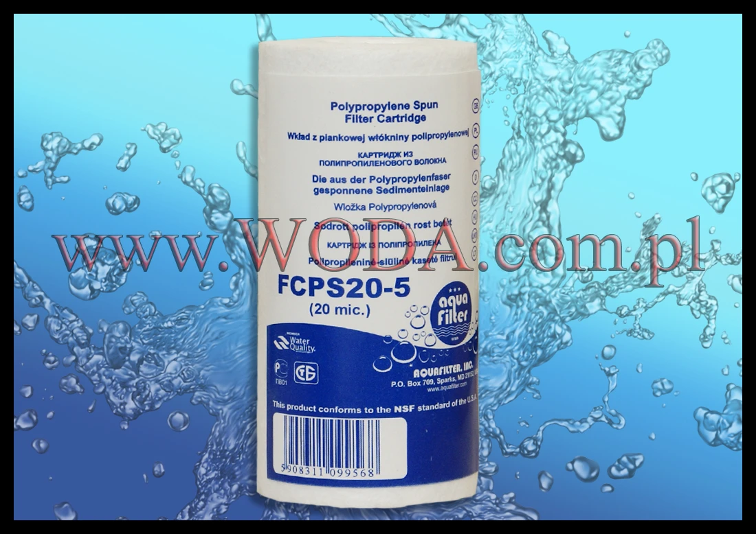FCPS20-5 : Wkład polipropylenowy Aquafilter 5 cali 20 mikron