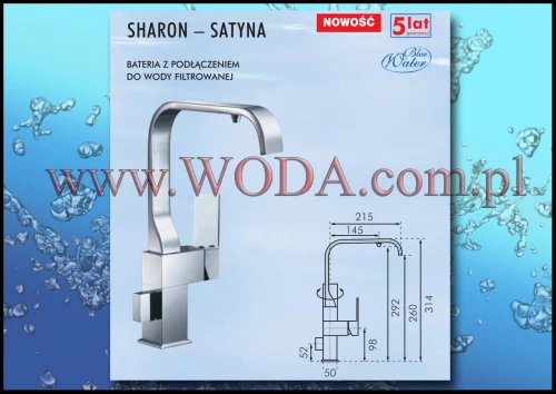 SHARON SATYNA : satynowa kuchenna bateria zlewozmywakowa z podejściem na filtr do wody