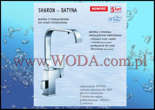 SHARON SATYNA : satynowa kuchenna bateria zlewozmywakowa z podejściem na filtr do wody